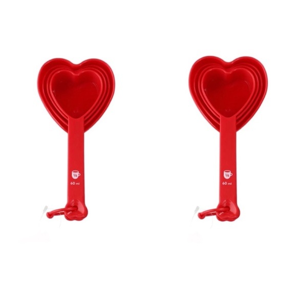 4piece Red Heart shaped plastic baking cooking measuring cups‎ set new - Picture 3 of 11